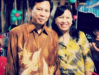 Manadonese couple await festivities in North Sulawesi province of Indonesia