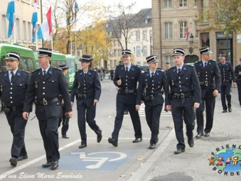 Police Walk along the Streets in Luxembourg