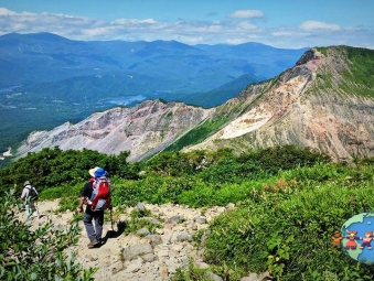Hikers explore the beautiful Mount Bandai in Fukushima, Japan