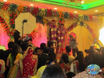 Indian couple at wedding reception