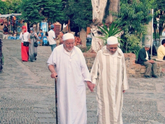 Two old men walking in Chefchaou